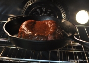 My cast-iron skillet: Making meatloaf magic.