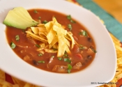 RecipeBeta: Spicy Turkey Tortilla Soup with Salt and Lime Tortilla Strips.