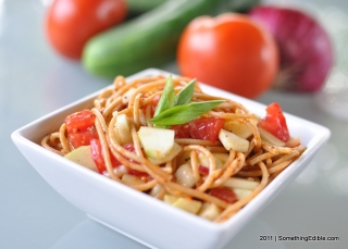 Something Edible on Video: A Supreme Spaghetti Salad for Your Garden Veggies.